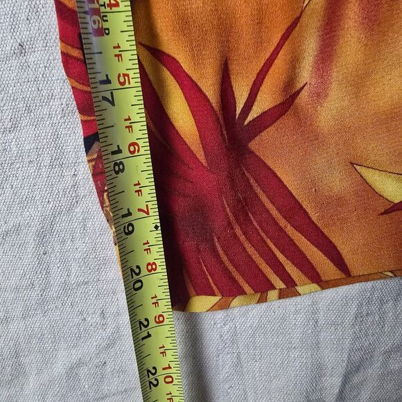 Clio Women's High-Rise Cropped Pants | Orange Floral | Size Medium | Linen Blend - Picture 7 of 14